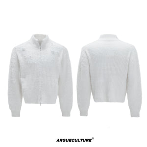 Pearl-Detail Wool-Blend Zip Cardigan - product image 5