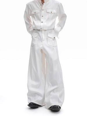 Pearl-Trimmed Collarless Utility Suit - product image 5