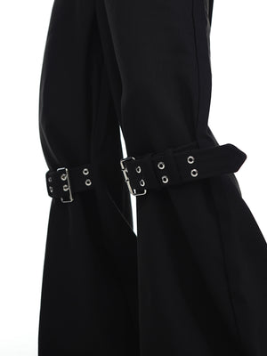 Black High-Rise Tie-Detail Trousers - product image 2