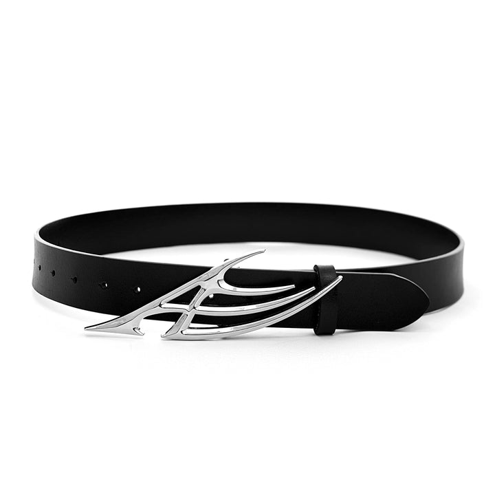 Deconstructed Thorn-Inspired Belt with Metallic Logo - ArgueCulture