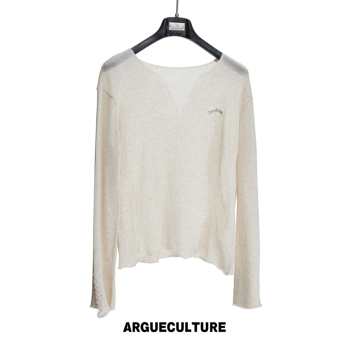 Frayed Open-Knit V-Neck Sweater - product image 5