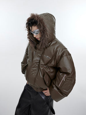 Hooded PU Padded Jacket - product image 5