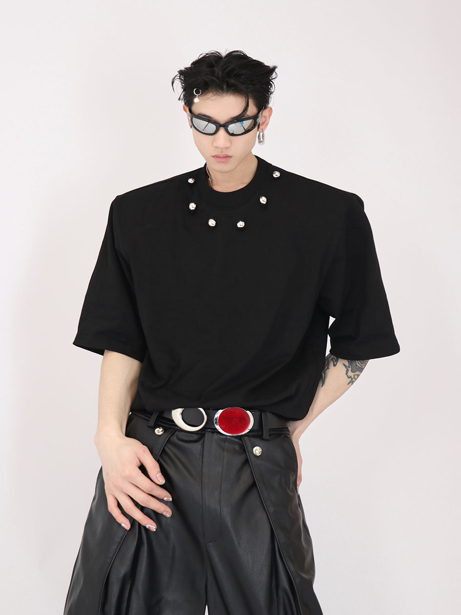 Black Cotton Metal-Bead T-Shirt - product image 5