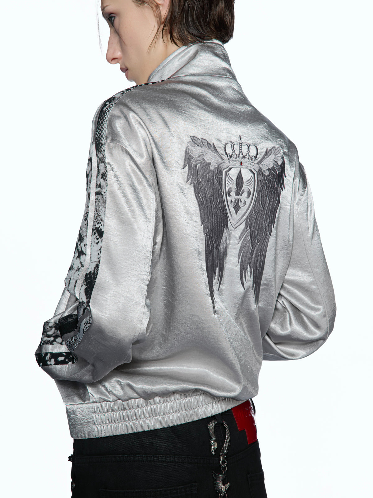 Gray Satin Wing Embroidery Jacket - product image 1