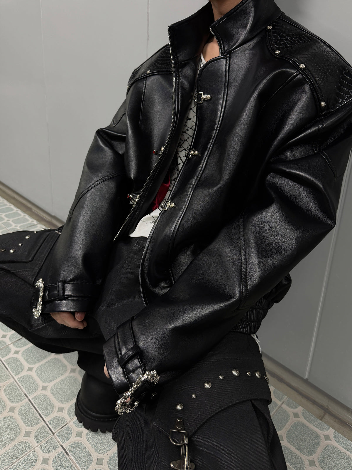 Reversible Python-Pattern Faux Leather Jacket - product image 3