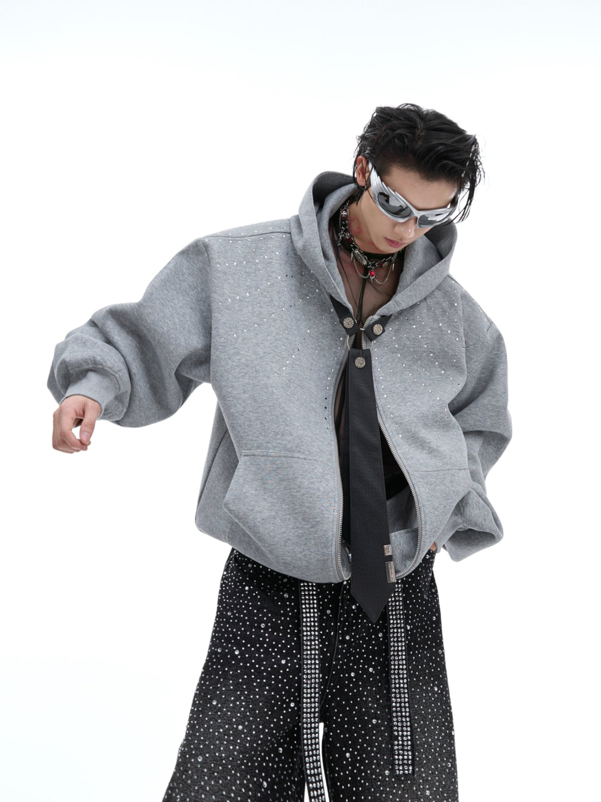 Detachable Tie Relaxed Hooded Jacket - product image 2