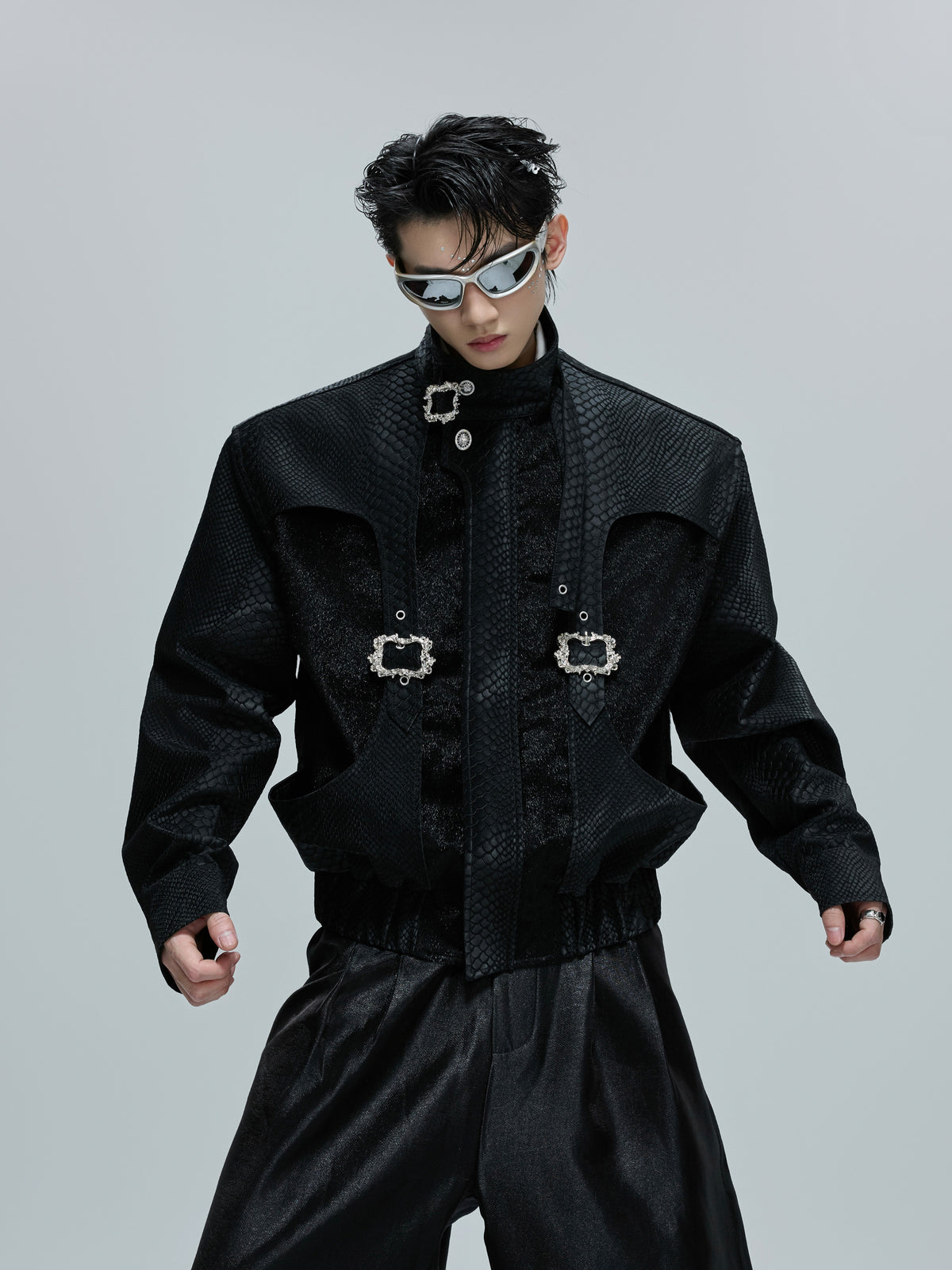 Crocodile-Embossed Cropped Jacket - product image 2
