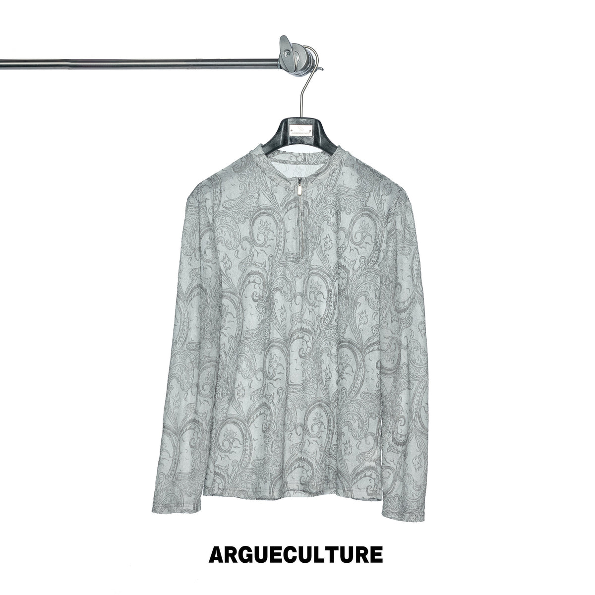 Paisley Floral Sheer Mesh Half-Zip Top - variant image 6