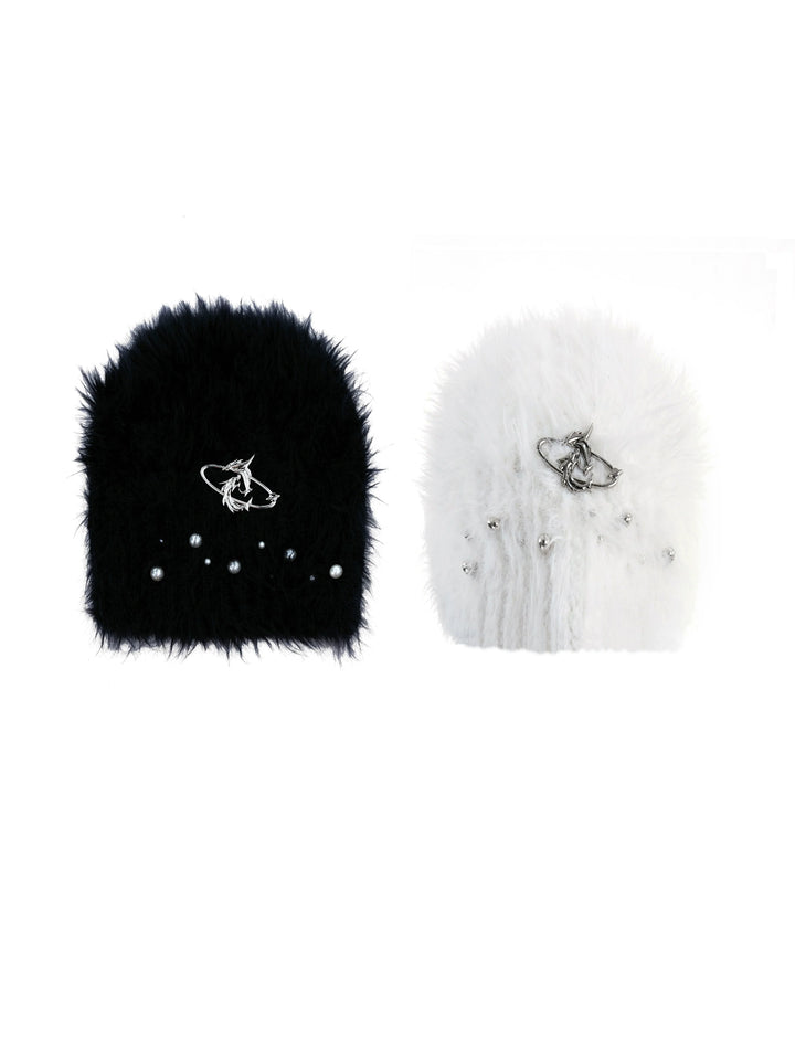 Winter Beanie with Fluffy Mohair and Metal Logo for Men and Women - ArgueCulture