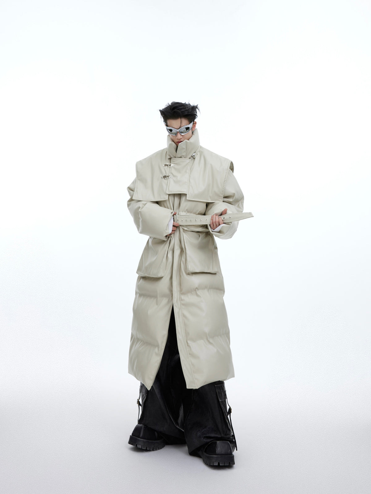 Deconstructed Long Hooded Padded Coat - product image 1