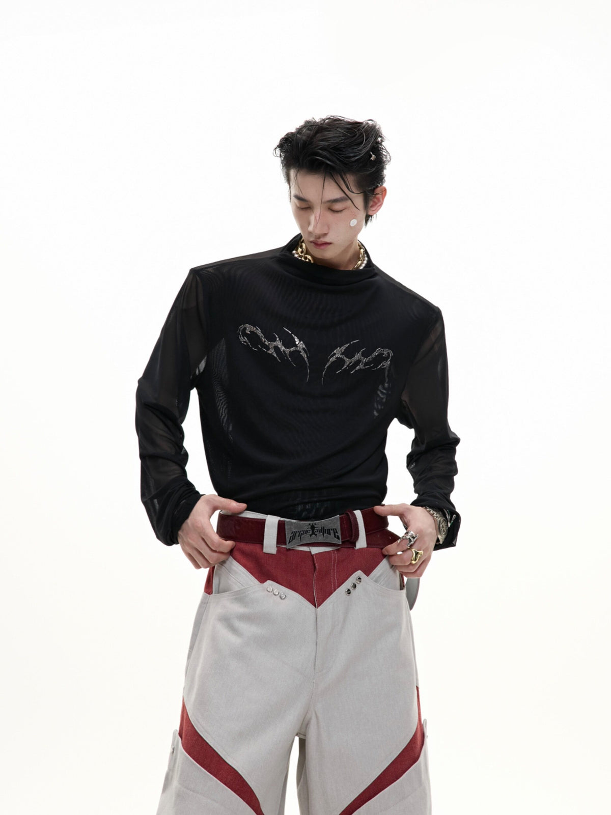 Embossed Mesh Long-Sleeve Tee - product image 2
