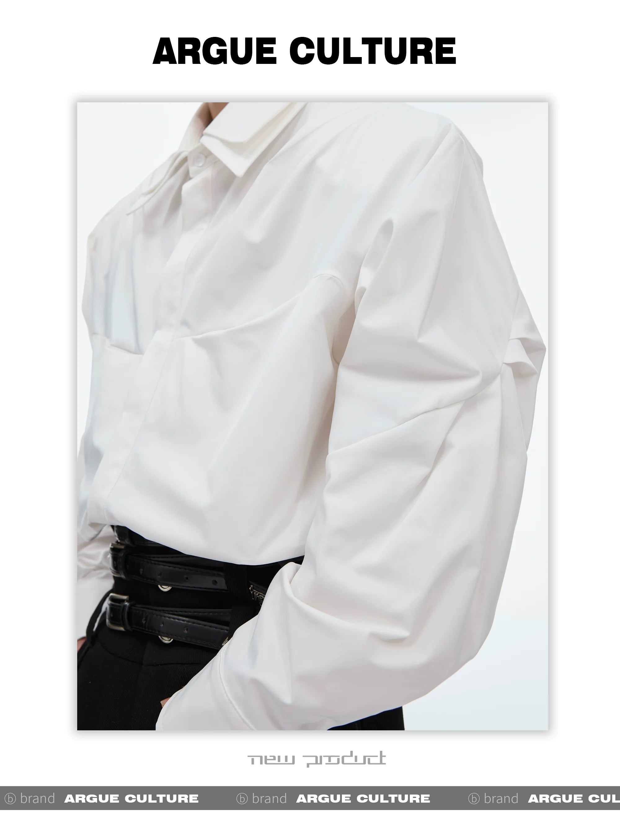 Double-Layer Collar Deconstructed Pleated Design Oversized Shirt - ArgueCulture
