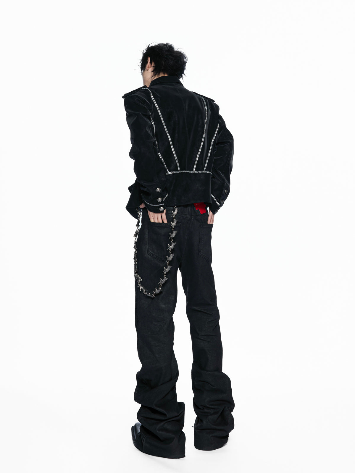 Washed PU Cropped Napoleon Jacket - product image 5