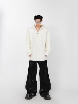 Relaxed Hooded Knit Sweater - product image 4