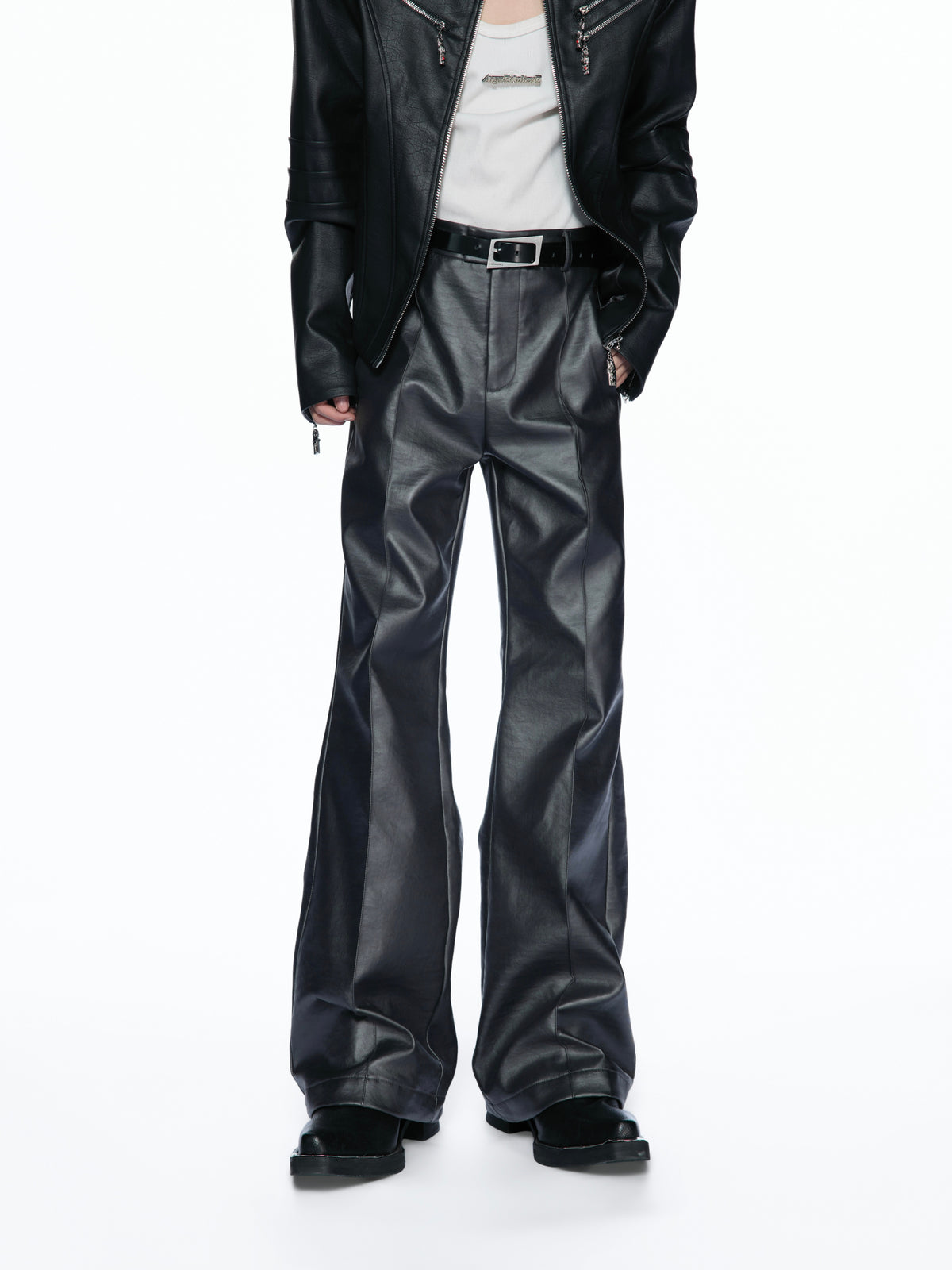 Silver High-Waist Micro-Flare Trousers - product image 4