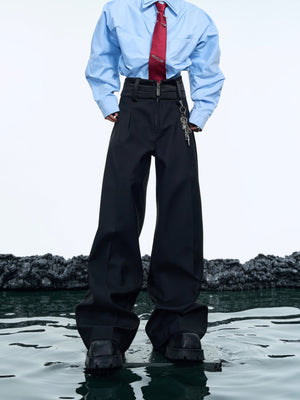High-Waisted Black Micro-Flare Trousers - product image 1