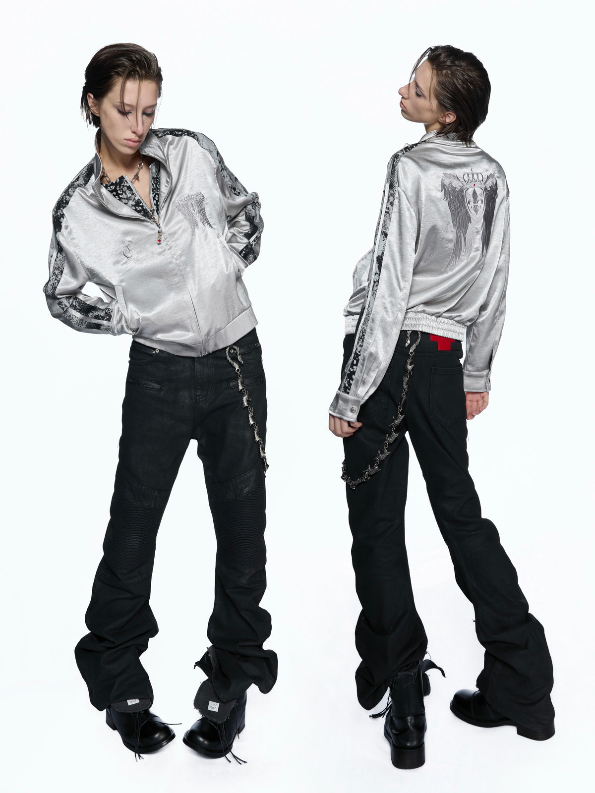Gray Satin Wing Embroidery Jacket - product image 5