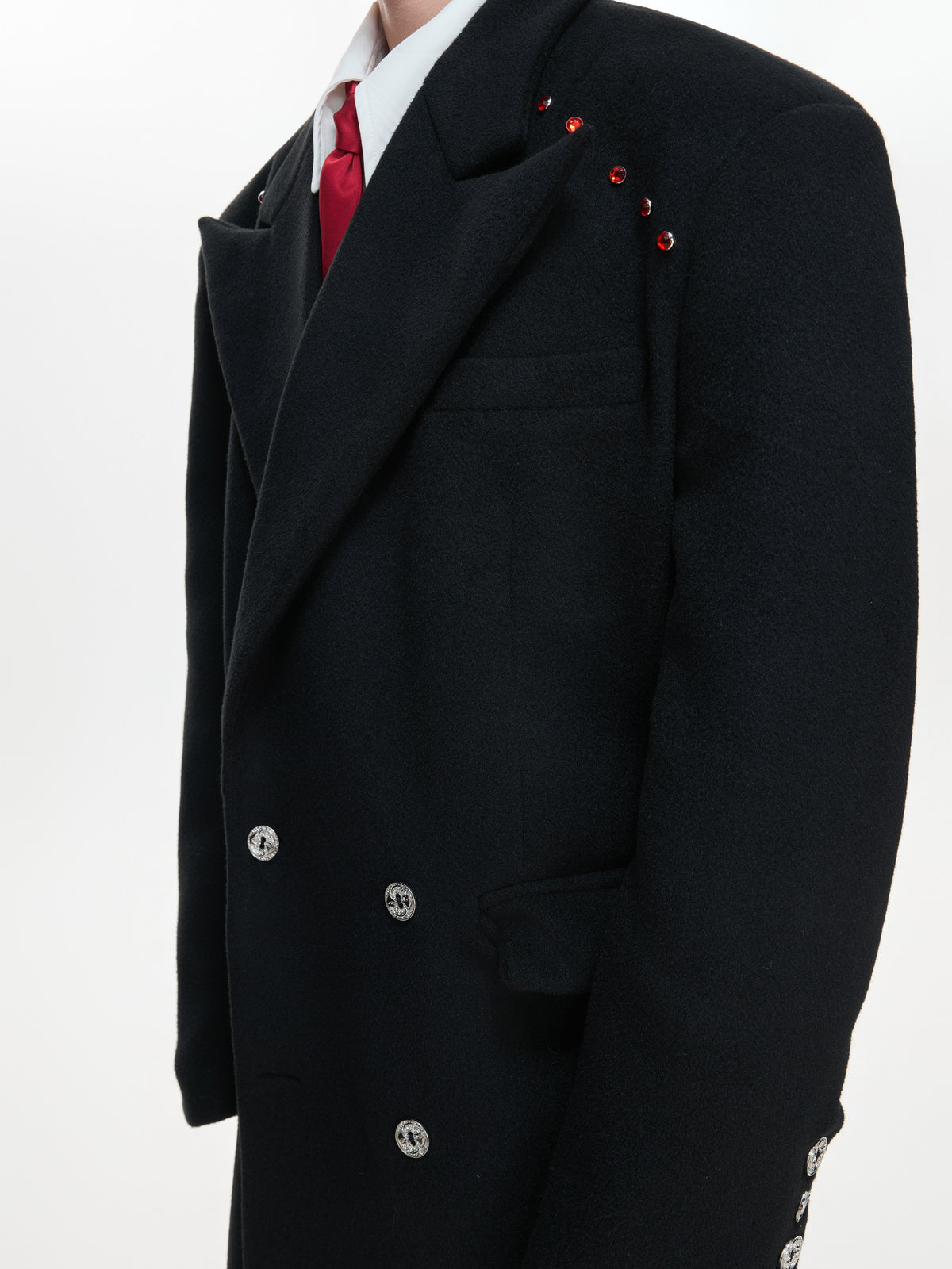 Metal-Accent Longline Double-Breasted Coat - product image 5