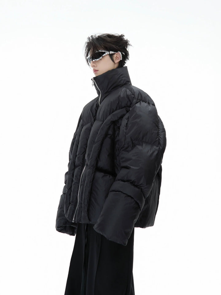 Deconstructed Puffer Jacket High Collar Loose Fit Street Style - ArgueCulture