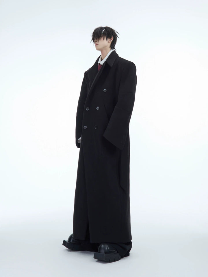 Double-Breasted Wool Coat with Belt Design & Elegant Tailoring - ArgueCulture