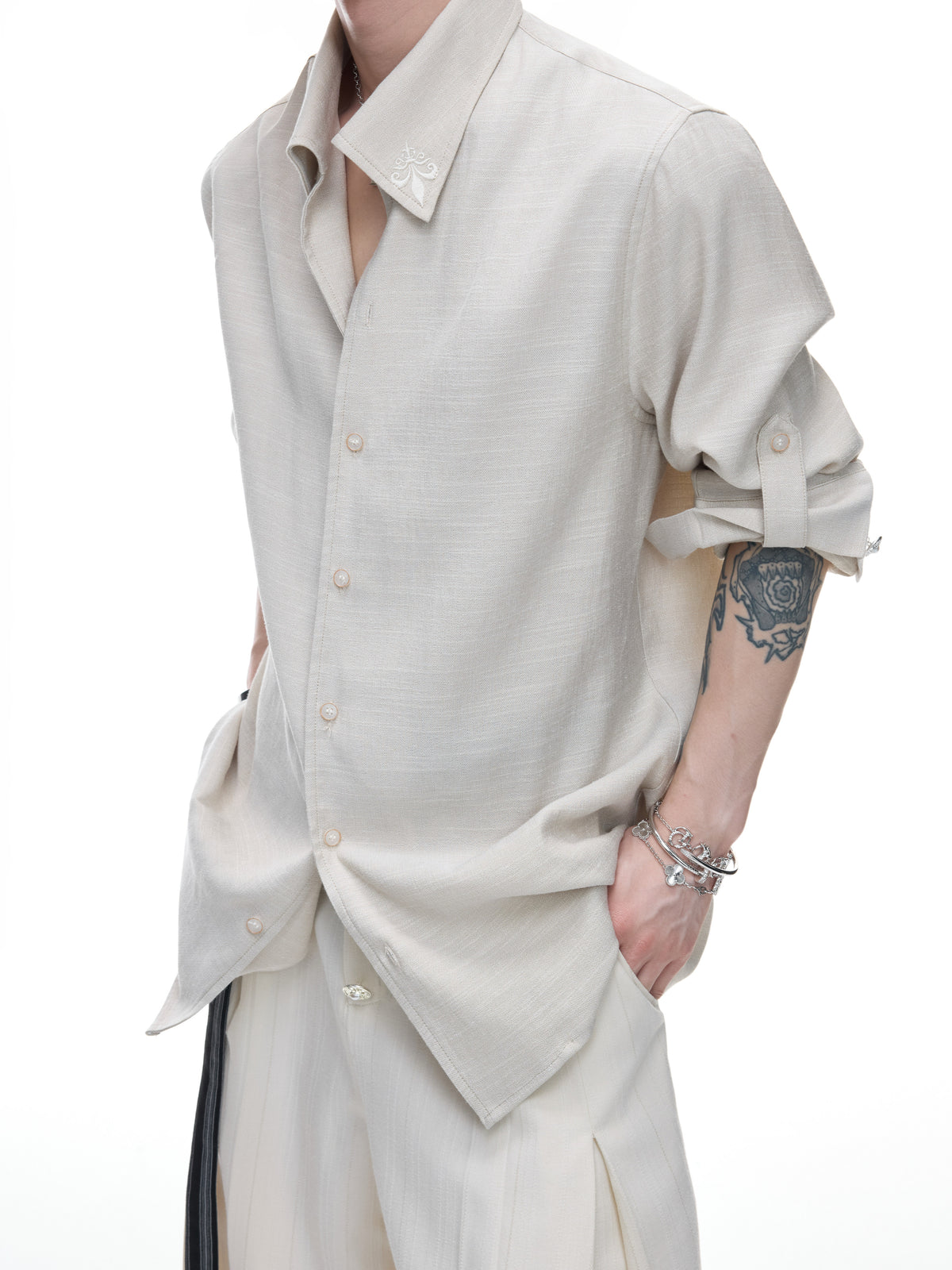 Textured Linen Tencel Embroidered Shirt - product image 4