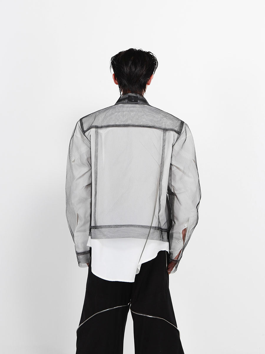Longline Black Mesh Shirt Jacket - product image 3