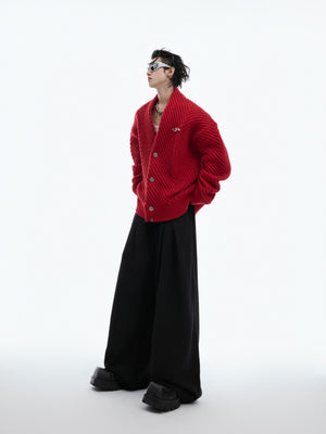 Ribbed V-Neck Relaxed Cardigan Sweater - product image 5