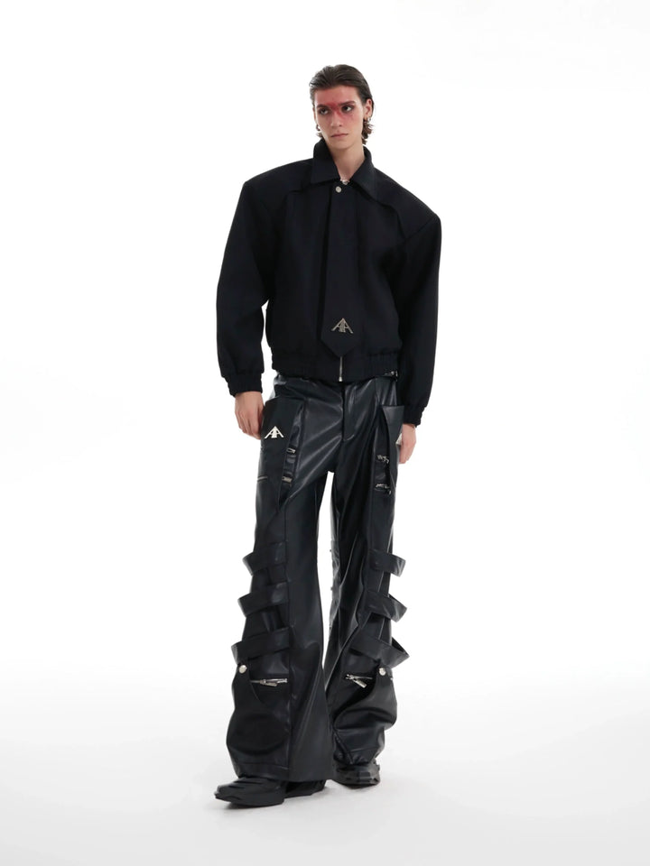 Punk Faux Leather Cargo Pants with Multi-Layer Straps - ArgueCulture