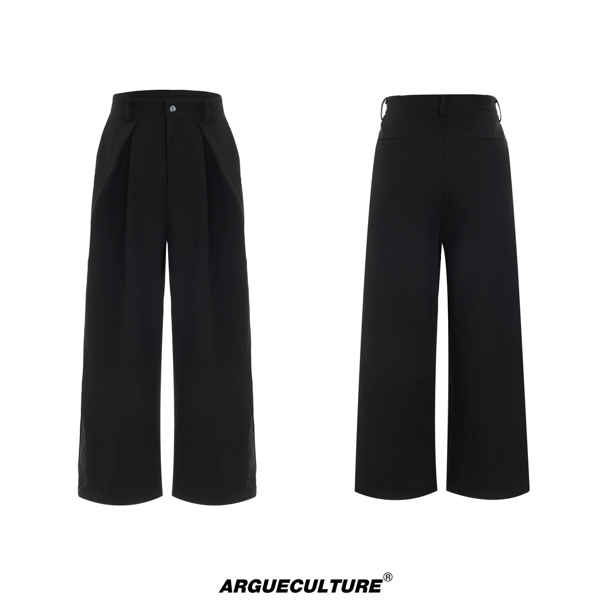 Embroidered Pleated Wide-Leg Trousers - product image 5