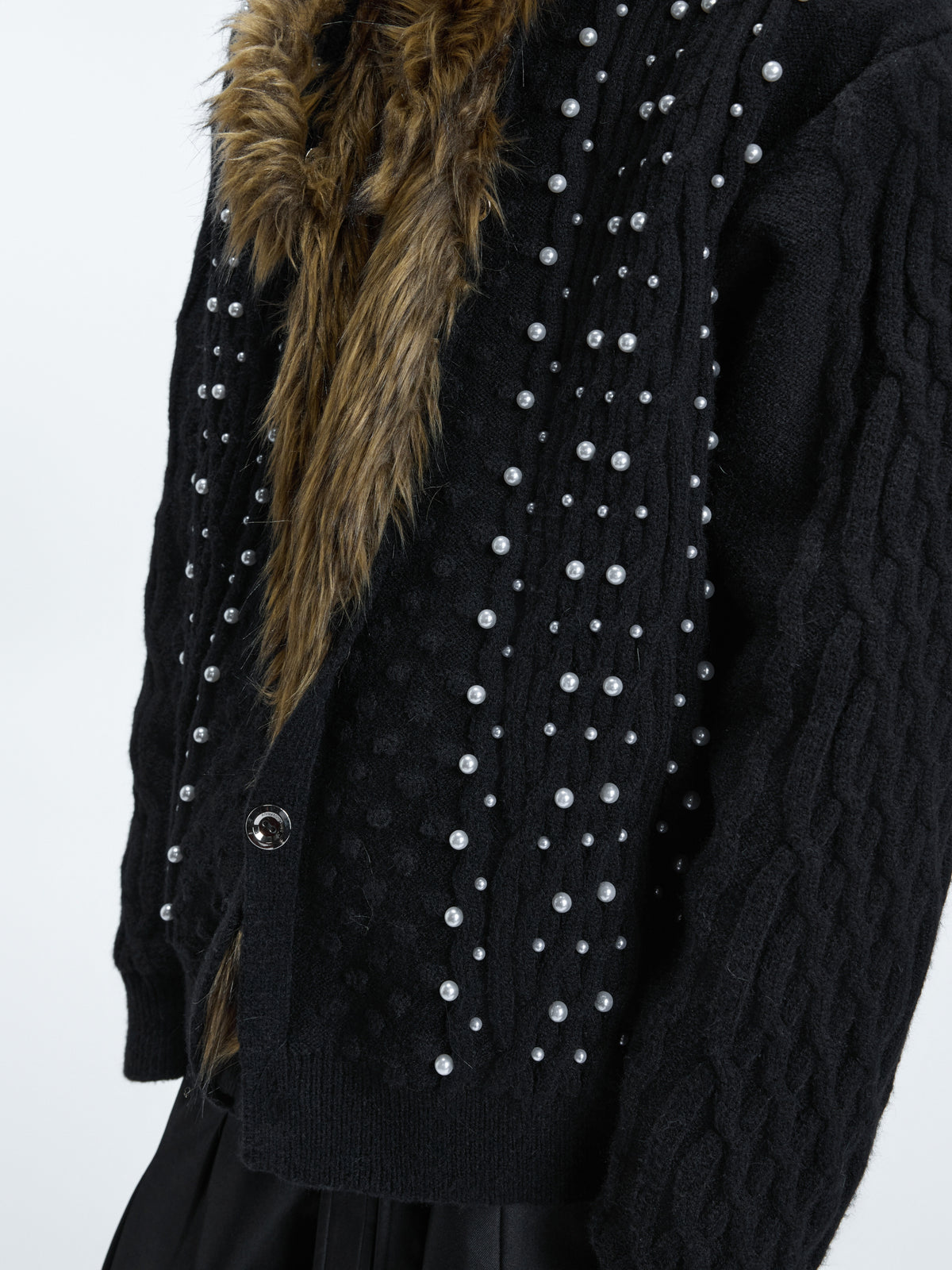 Retro Fur-Collar Cotton-Wool Cardigan - product image 5