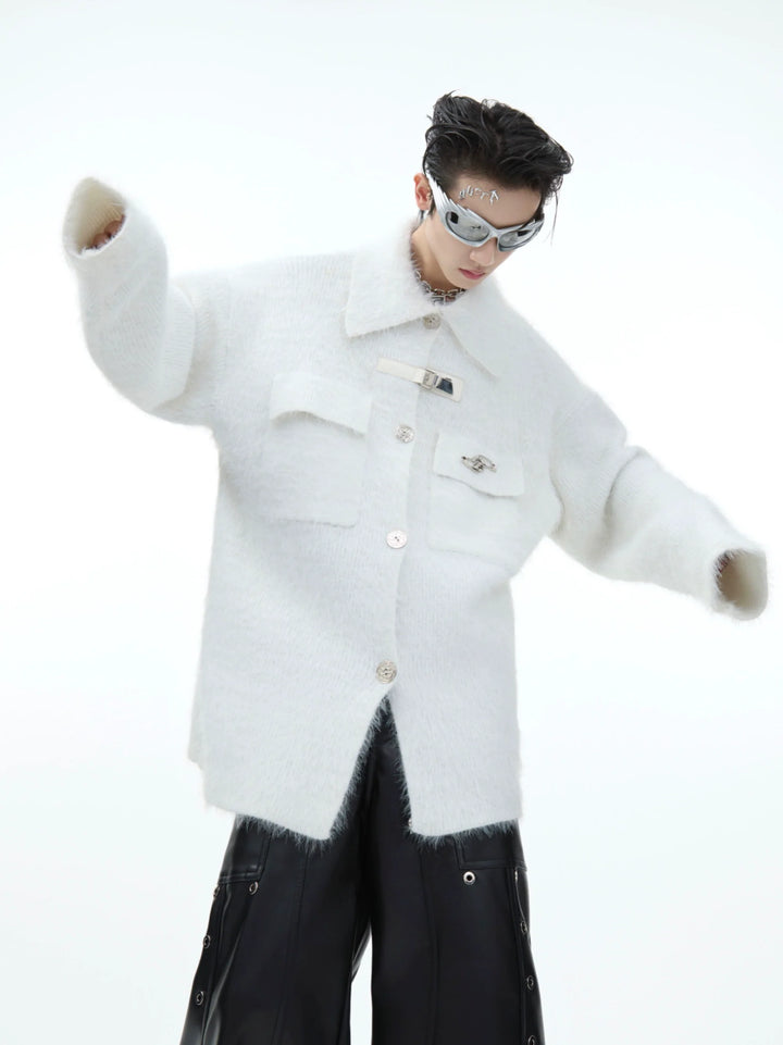 Men¡¯s Faux Fur Mink Knit Sweater with Metal Design - ArgueCulture