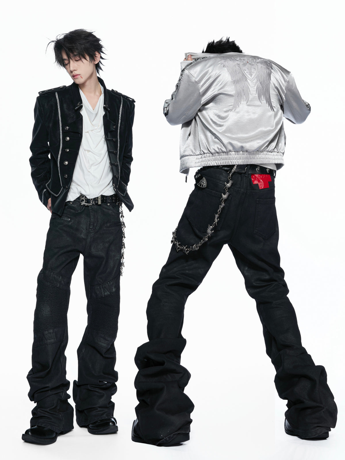 Wax-Coated Deconstructed Straight-Leg Jeans - product image 4