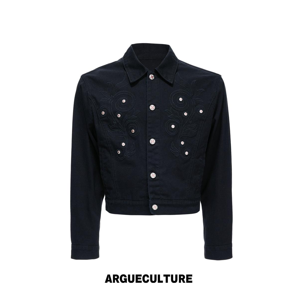 Floral Embroidered Rivet Denim Jacket - product image 5
