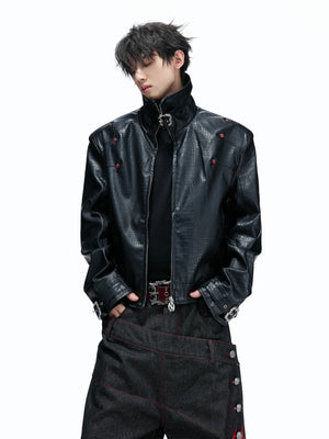 Croc-Embossed Faux Leather Jacket - product image 4
