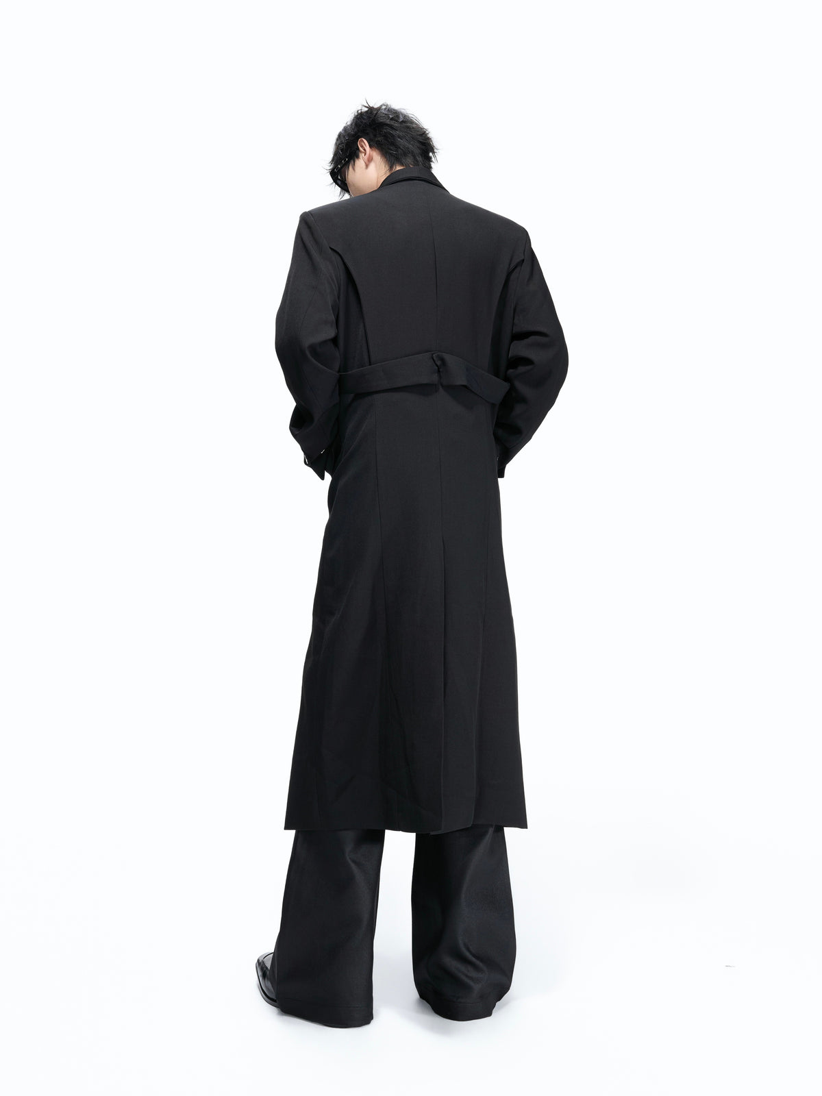Black Contrast-Lined Long Coat - product image 3
