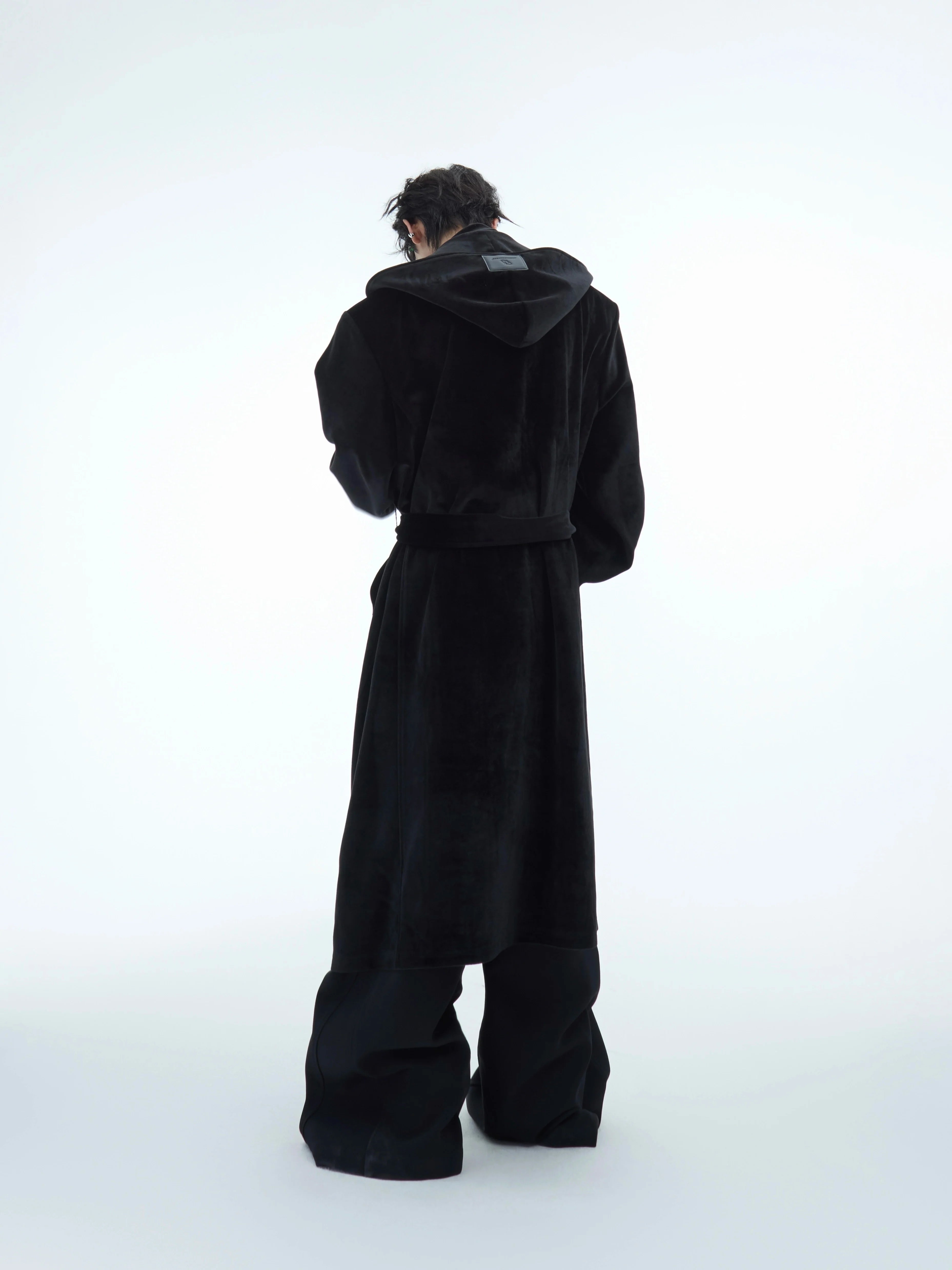 Warm Thickened Long Silk Robe with Hood and Belt for Men - ArgueCulture