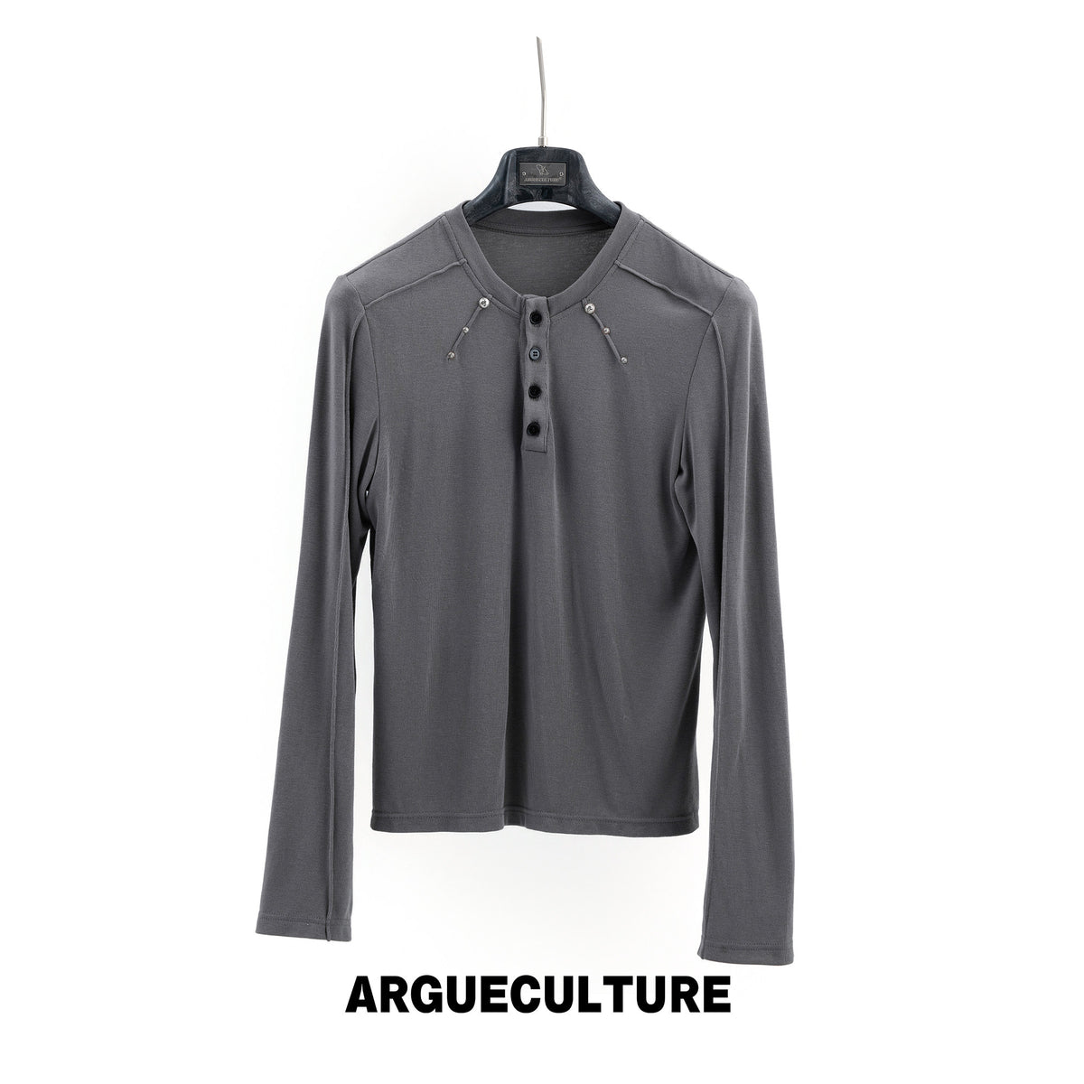 Studded Fitted Henley Long-Sleeve Top - product image 5