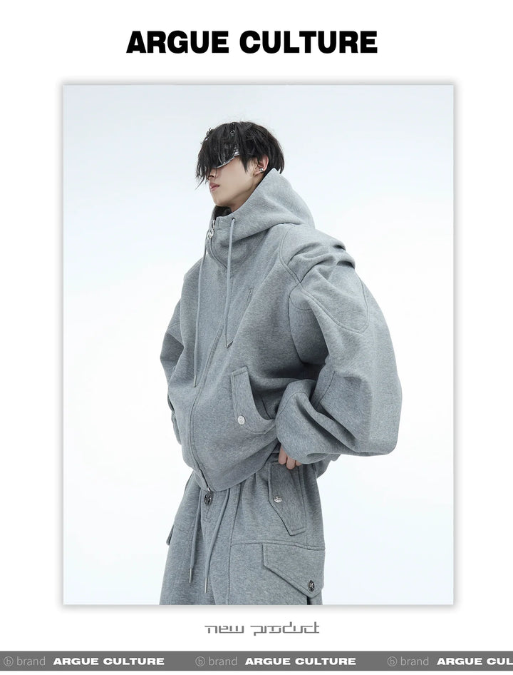 Men¡¯s Oversized Pleated Hoodie Jacket | Stylish Warm Zip-Up Outerwear - ArgueCulture