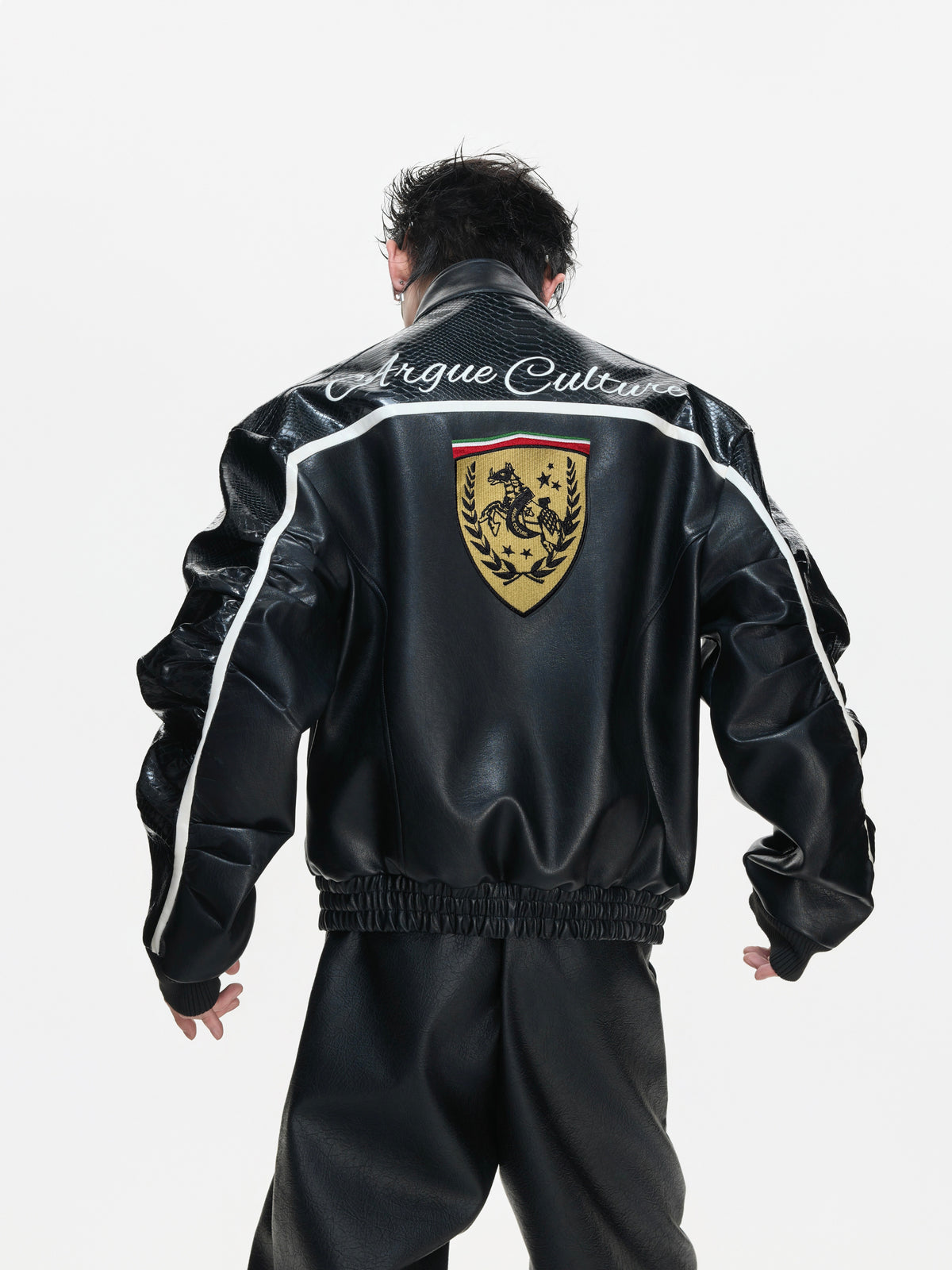 Embroidered Shield Faux Leather Jacket - product image 2