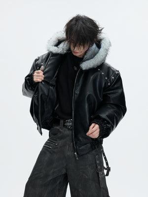 Faux Leather Hooded Jacket - product image 2