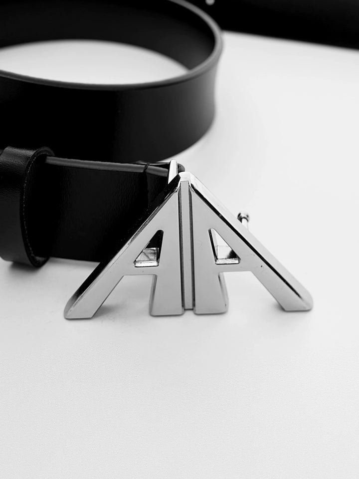 Deconstructed Genuine Leather Belt with Double A Logo - ArgueCulture