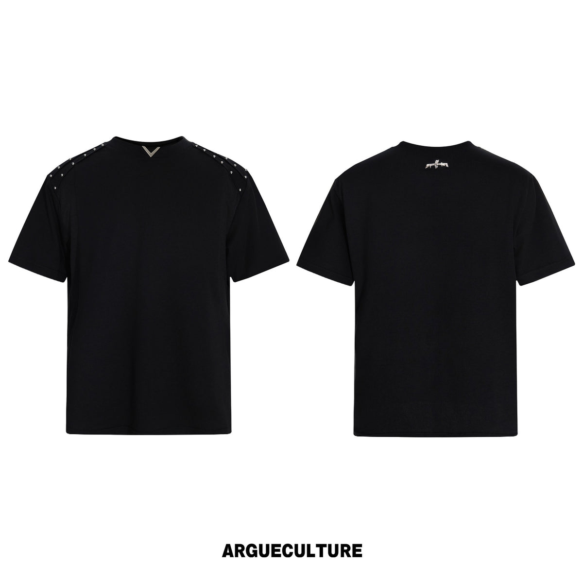 Boxy Black Rivet V-Neck T-Shirt - product image 5