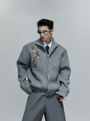 Sequin Wool-Blend High-Neck Cardigan - product image 1