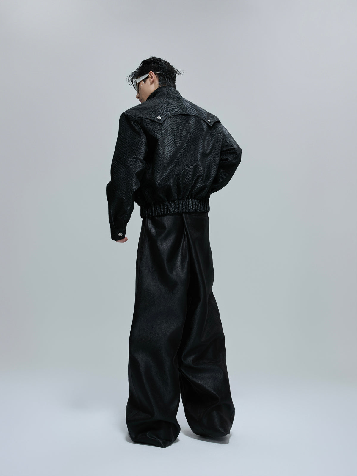 Croc-Texture Cropped Stand-Collar Jacket - product image 5