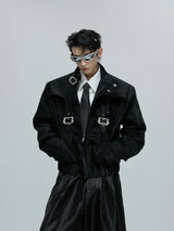 Croc-Texture Cropped Stand-Collar Jacket - product image 5