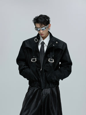 Croc-Texture Cropped Stand-Collar Jacket - product image 5