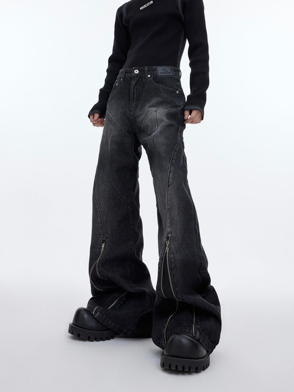 Washed Distressed Flare Jeans - product image 1