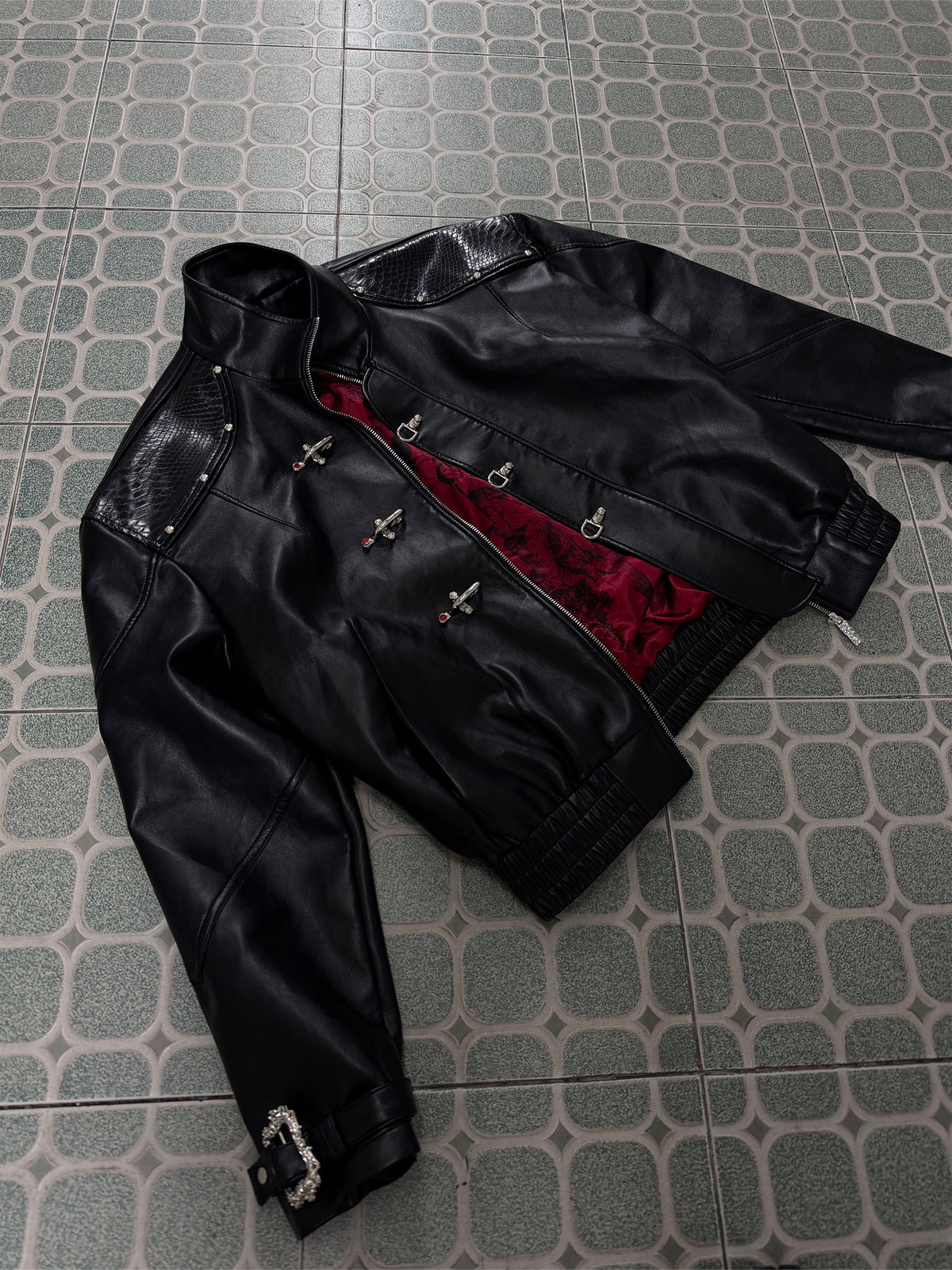 Reversible Python-Pattern Faux Leather Jacket - product image 5