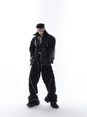 Deconstructed PU Leather Moto Jacket - product image 5
