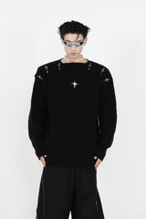 Metal-Buckle Cutout Knit Sweater - product image 5